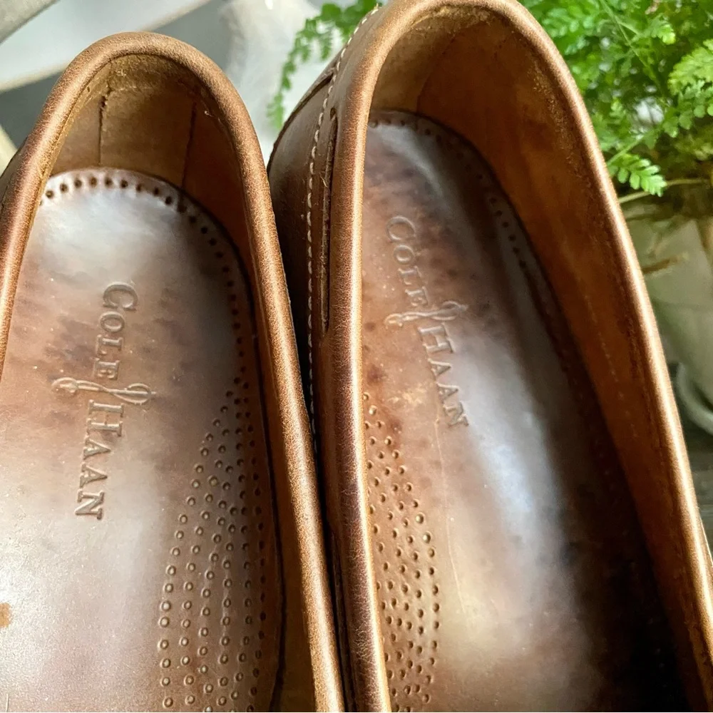 Cole Haan Mens Leather Tassel‎ Loafers Casual Slip On Brown Tan 12 D Tan Brown